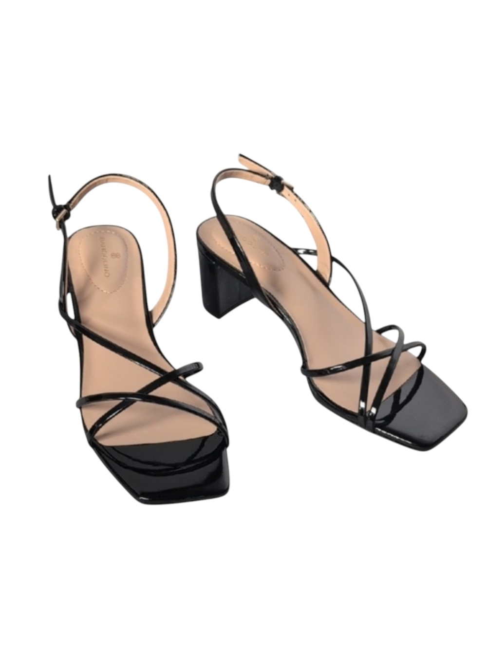 Bandolino Black Patent Faux Leather Keltie Sandals Size 11